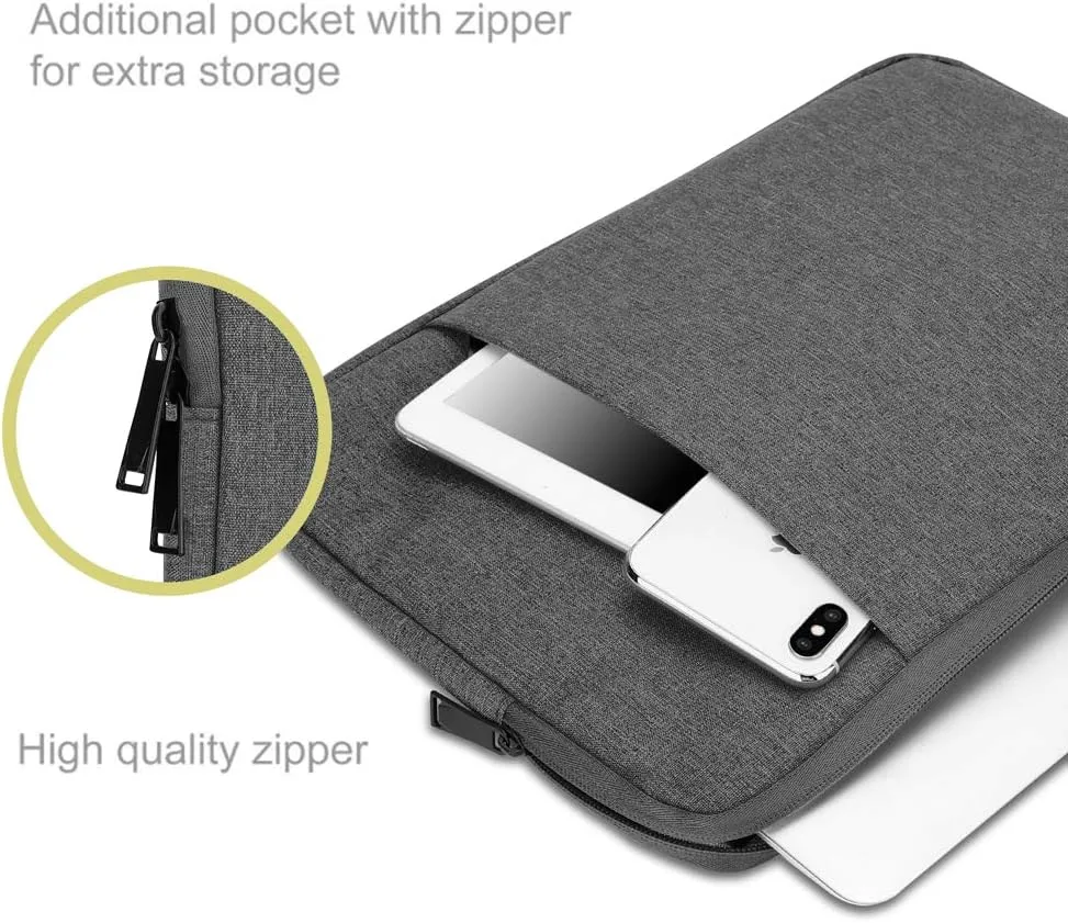 Laptop Bag 13.3" in Dark Grey  Notebook Computer Cover Made of Fabric with Velvet Lining, Compartment and Anti-Scratch Zipper  Protection Sleeve Case