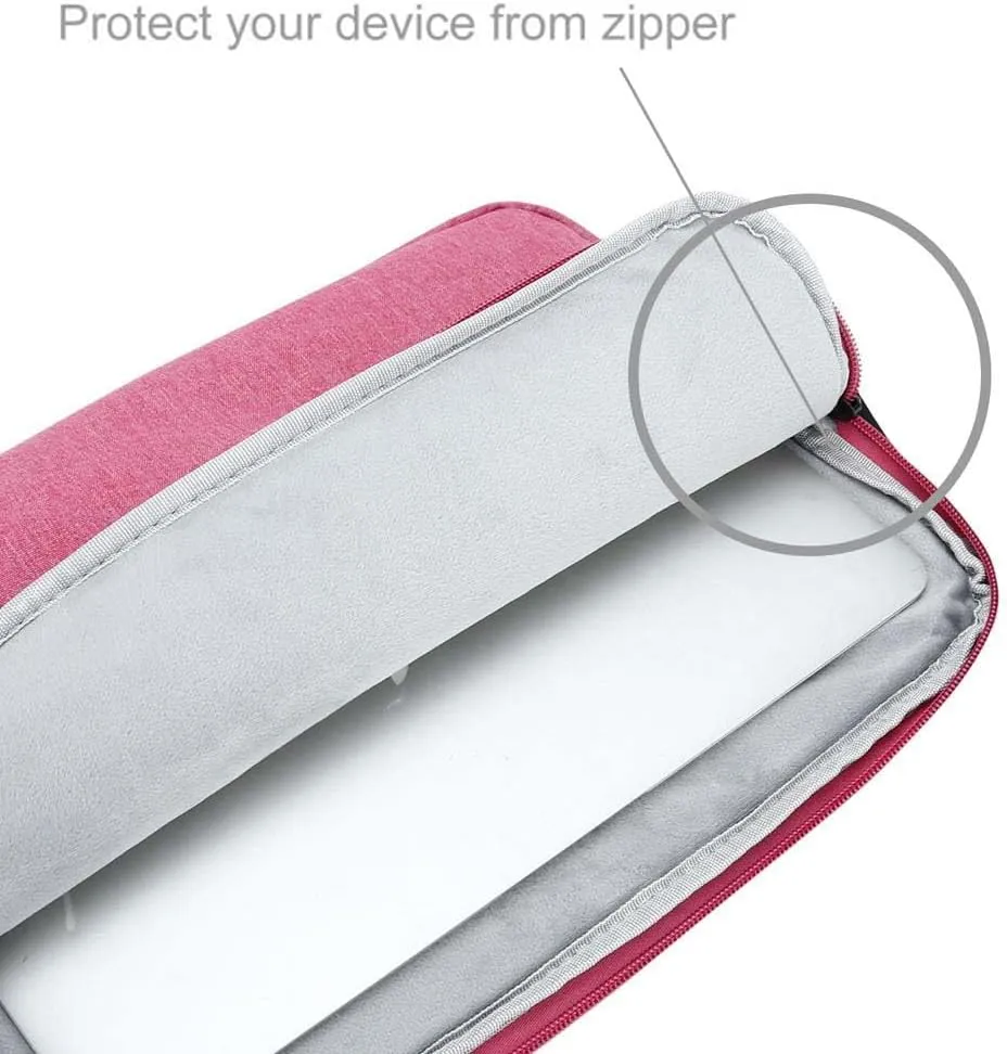 Laptop Bag 13.3" in Pink  Notebook Computer Cover Made of Fabric with Velvet Lining, Compartment and Anti-Scratch Zipper  Protection Sleeve Case