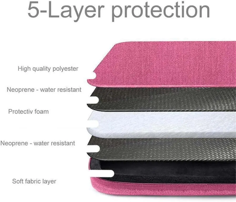 Laptop Bag 13.3" in Pink  Notebook Computer Cover Made of Fabric with Velvet Lining, Compartment and Anti-Scratch Zipper  Protection Sleeve Case