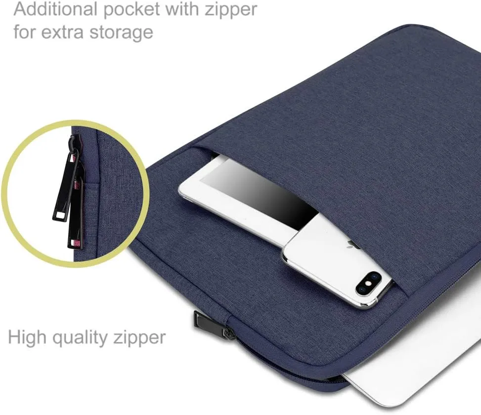 Laptop Bag 14" in Dark Blue  Notebook Computer Cover Made of Fabric with Velvet Lining, Compartment and Anti-Scratch Zipper  Protection Sleeve Case