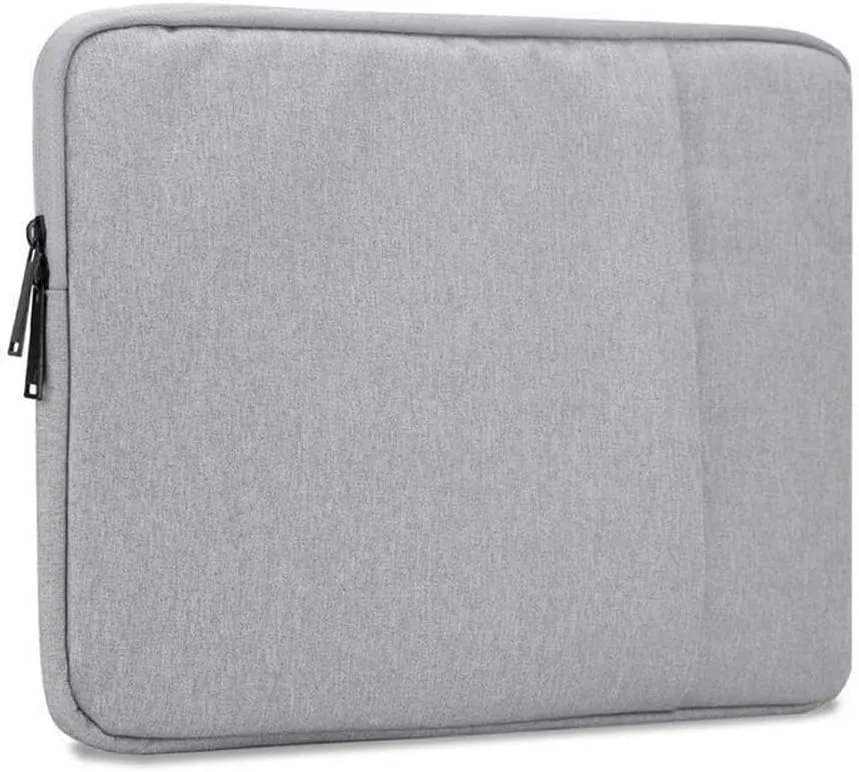 Laptop Bag 14" in Grey  Notebook Computer Cover Made of Fabric with Velvet Lining, Compartment and Anti-Scratch Zipper  Protection Sleeve Case