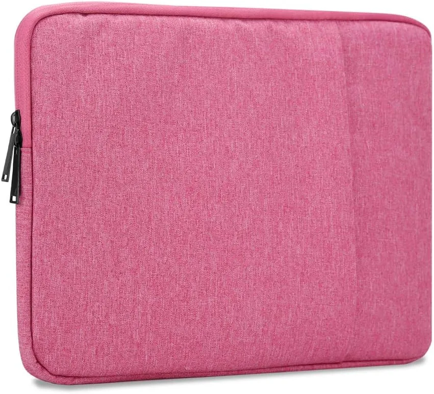 Laptop Bag 14" in Pink  Notebook Computer Cover Made of Fabric with Velvet Lining, Compartment and Anti-Scratch Zipper  Protection Sleeve Case