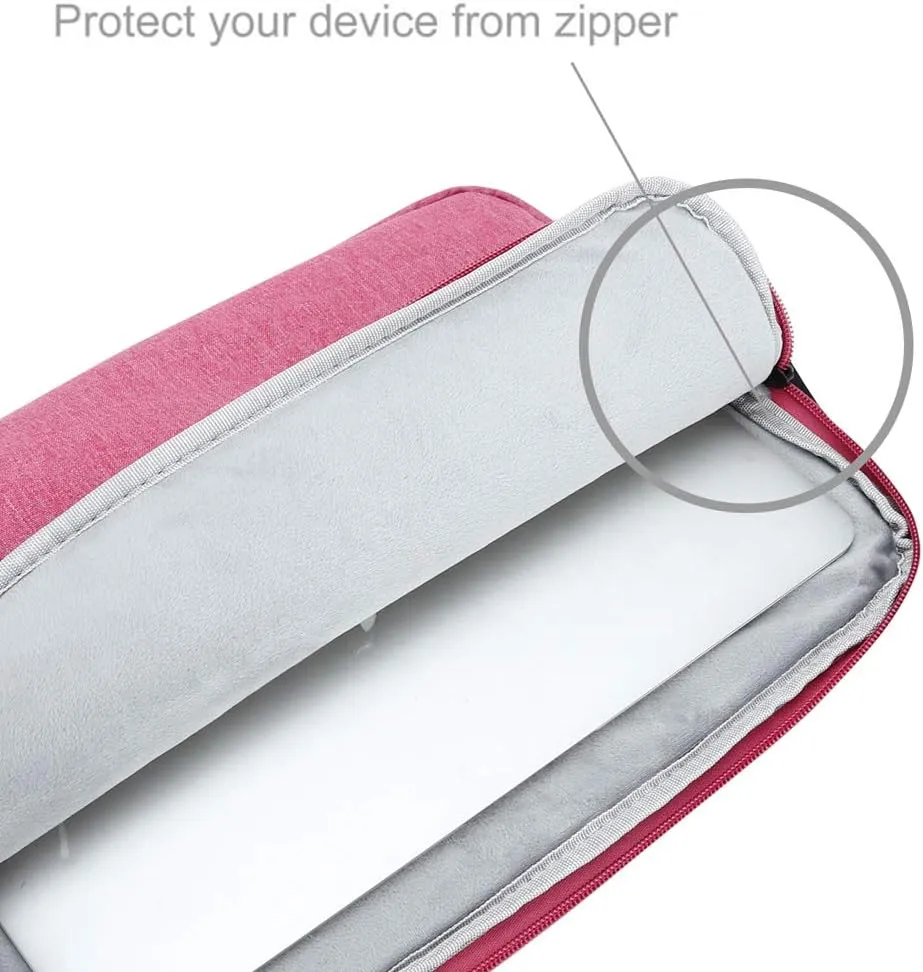 Laptop Bag 14" in Pink  Notebook Computer Cover Made of Fabric with Velvet Lining, Compartment and Anti-Scratch Zipper  Protection Sleeve Case
