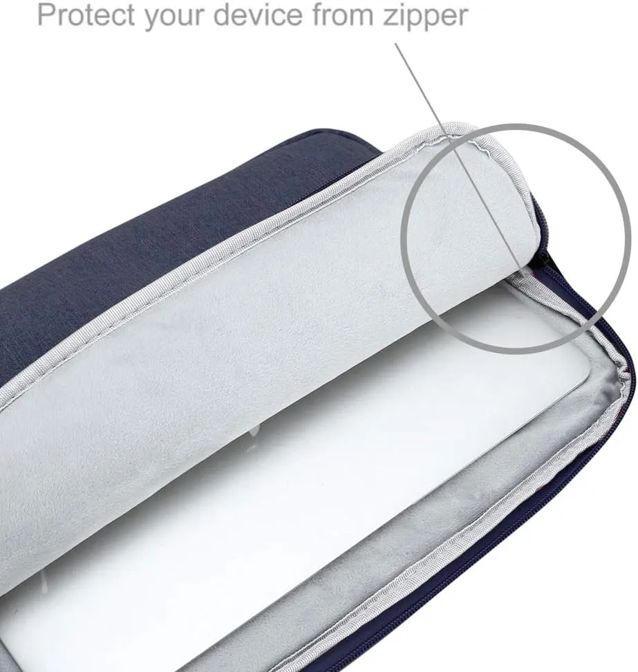 Laptop Bag 15.6'' in Dark Blue  Notebook Computer Cover Made of Fabric with Velvet Lining, Compartment and Anti-Scratch Zipper  Protection Sleeve Case