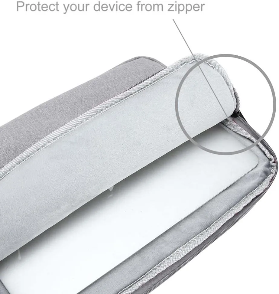 Laptop Bag 15.6'' in Grey  Notebook Computer Cover Made of Fabric with Velvet Lining, Compartment and Anti-Scratch Zipper  Protection Sleeve Case