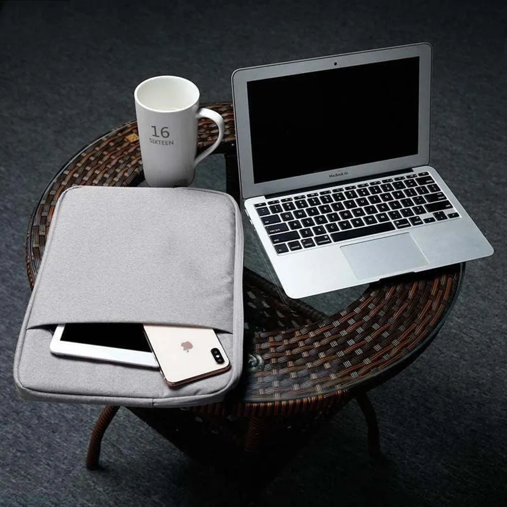 Laptop Bag 15.6'' in Grey  Notebook Computer Cover Made of Fabric with Velvet Lining, Compartment and Anti-Scratch Zipper  Protection Sleeve Case