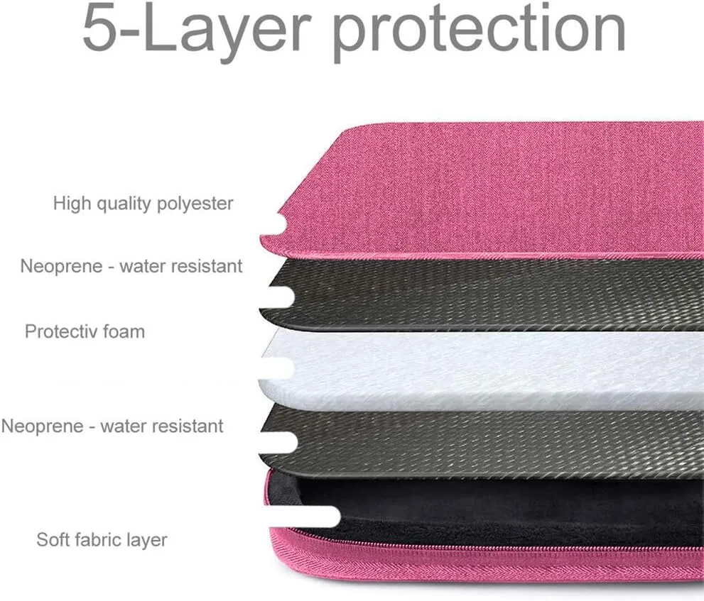 Laptop Bag 15.6'' in Pink  Notebook Computer Cover Made of Fabric with Velvet Lining, Compartment and Anti-Scratch Zipper  Protection Sleeve Case