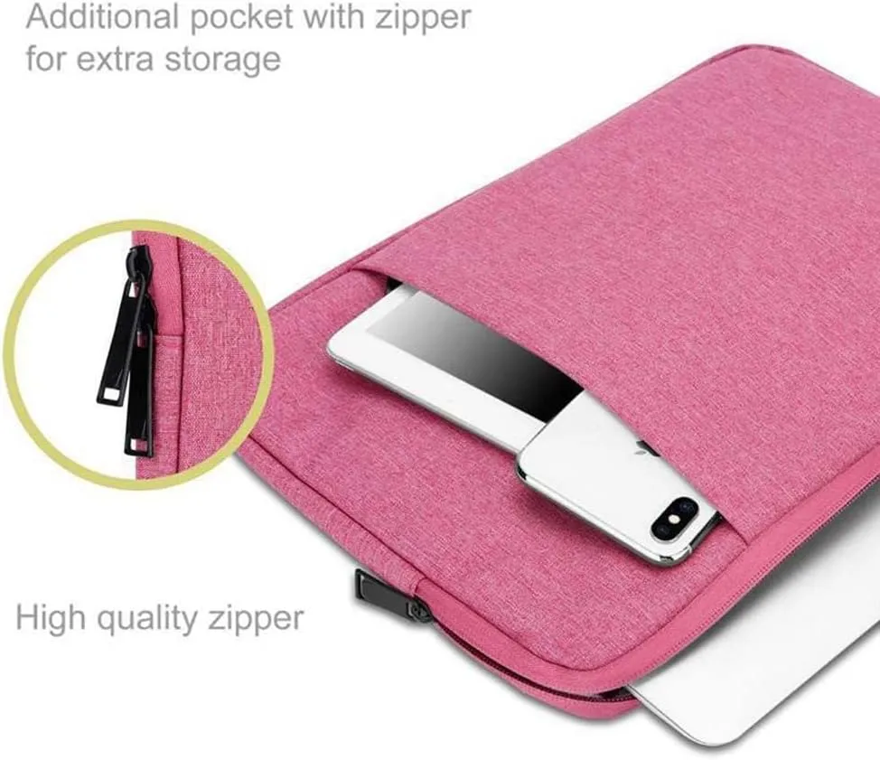 Laptop Bag 15.6'' in Pink  Notebook Computer Cover Made of Fabric with Velvet Lining, Compartment and Anti-Scratch Zipper  Protection Sleeve Case