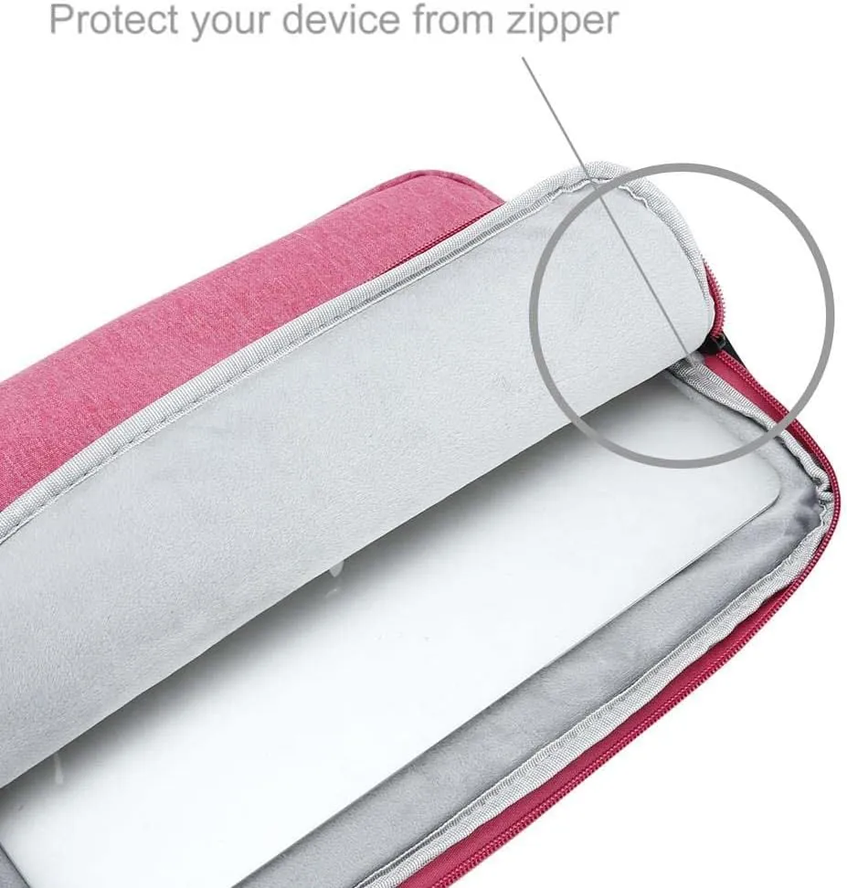 Laptop Bag 15.6'' in Pink  Notebook Computer Cover Made of Fabric with Velvet Lining, Compartment and Anti-Scratch Zipper  Protection Sleeve Case