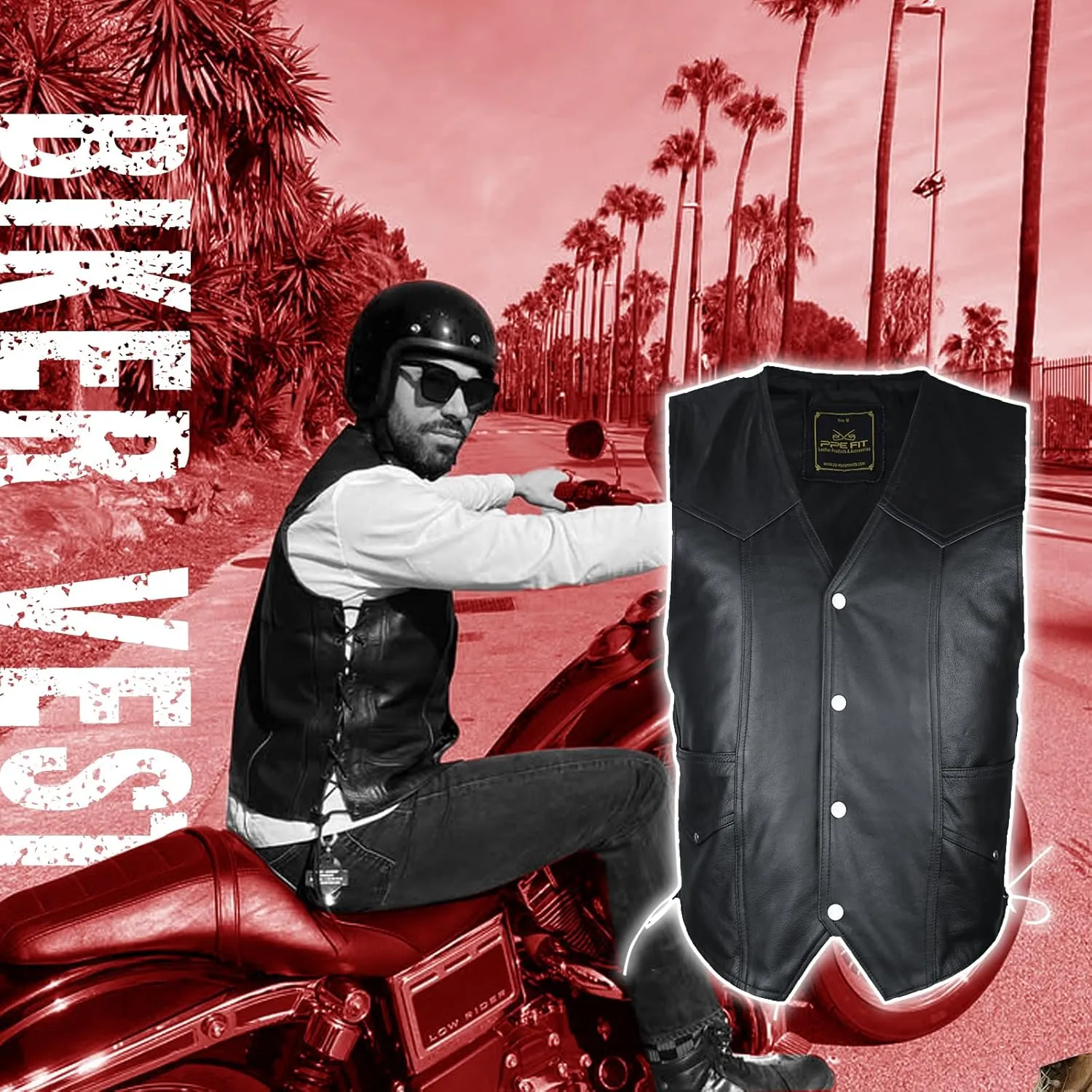 Leather Biker Vest for Men & women with Perfect Fit, Side Laces & Snaps, Inner Anti-Theft Pocket, Outer Storage Pocket