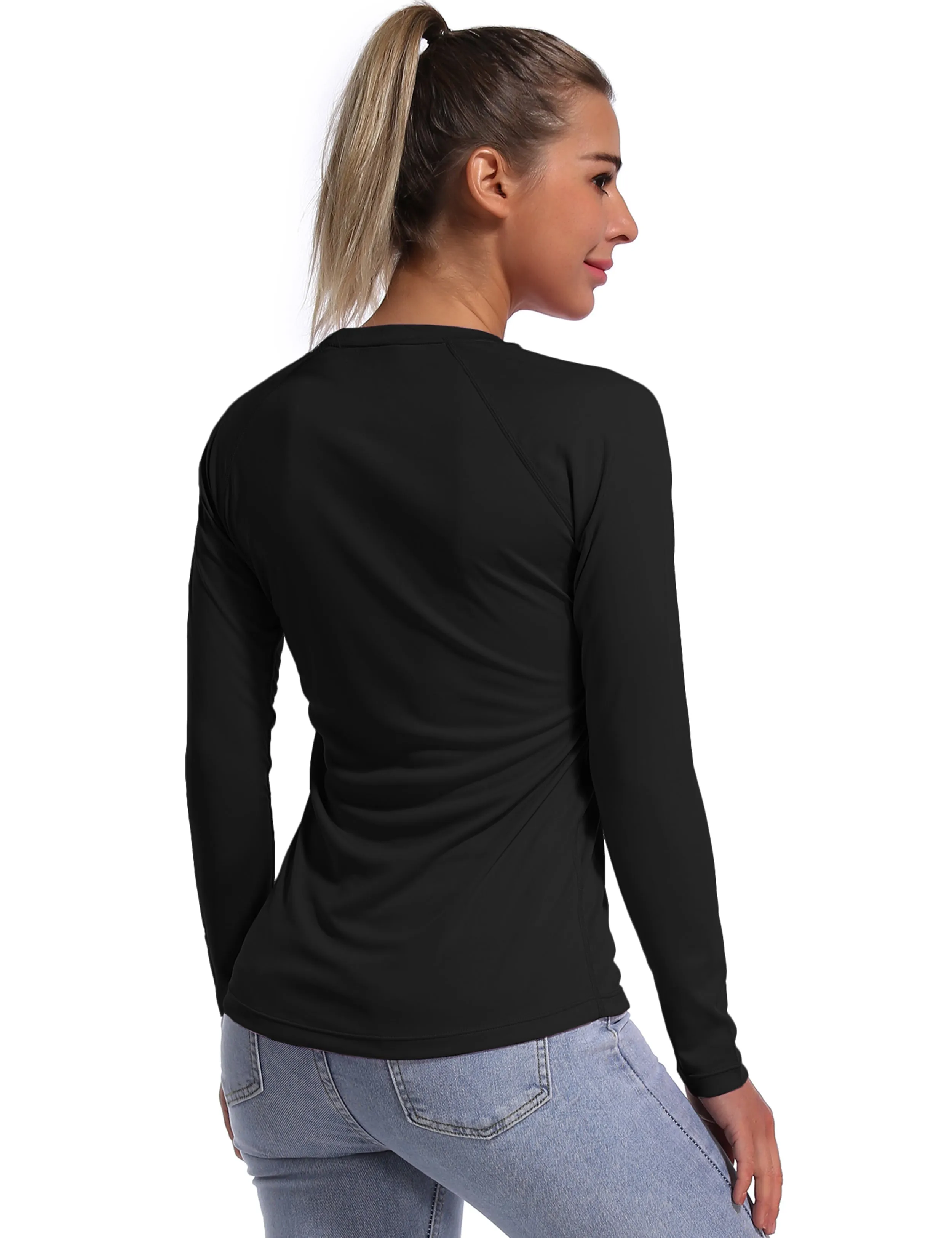 Long Sleeve Athletic Shirts black_Plus Size