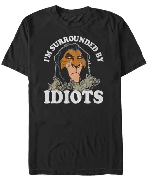 Men's Disney The Lion King and Hyenas Surrounded by Idiots Short Sleeve T-Shirt Fifth Sun ,  black