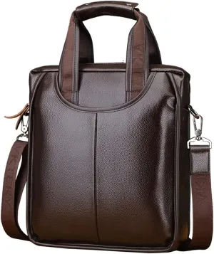 Men's Document Bag Waterproof Leather Briefcases Vertical Square Single-Shoulder Document Pocket Business Work Tote Gifts for Men (Color : Brown)