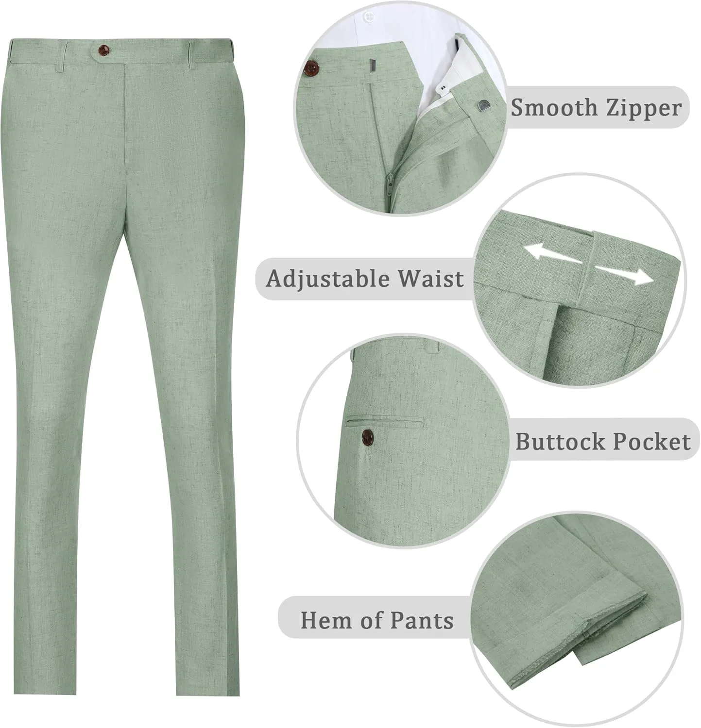 Men's Suit 3 Piece Linen Suits Slim Fit Suit Blazer Vest Pants Set Wedding Prom Tuxedos Business Casual Suit