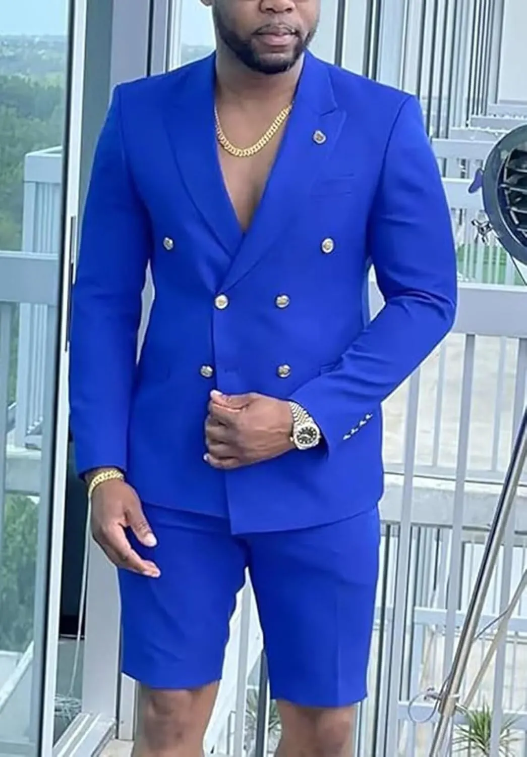 Men's Suit Slim Fit 2 Piece Short Suits for Men Casual Summer Business Suit Blazer and Short Pants Set
