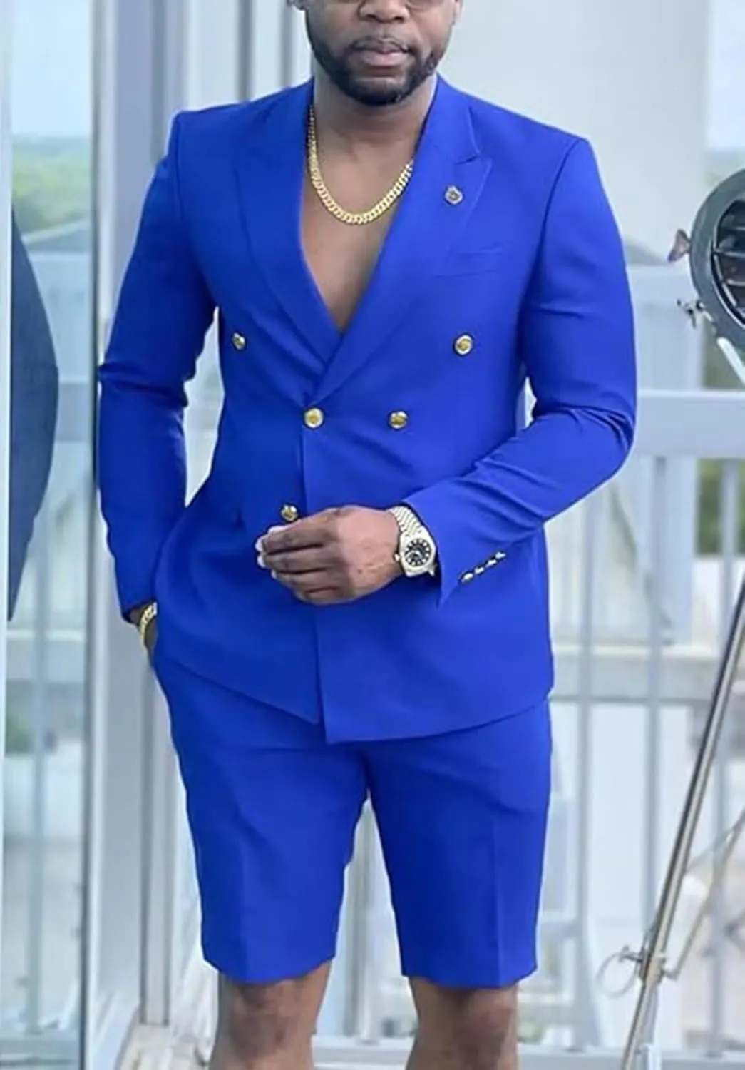 Men's Suit Slim Fit 2 Piece Short Suits for Men Casual Summer Business Suit Blazer and Short Pants Set