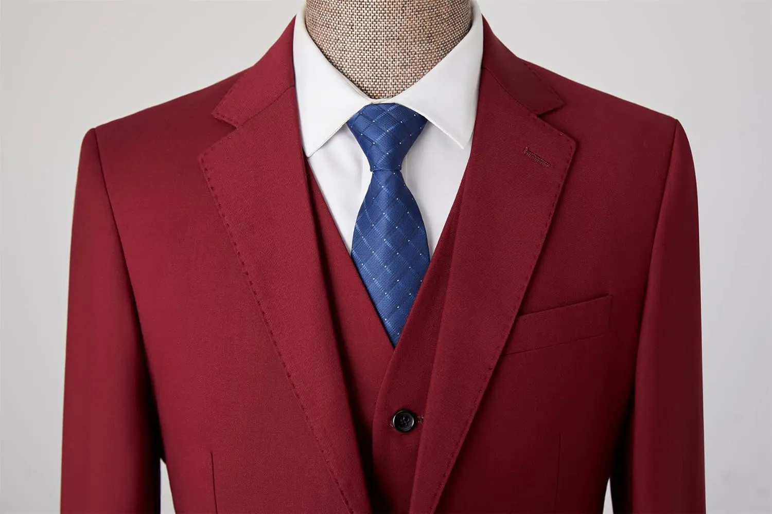 Mens Suit Slim Fit, 3 Piece Suit for Men, One Button Solid Jacket Vest Pants with Tie, Tuxedo Set