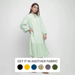 Mint Green Yarn Dyed Cotton Ruffled Midi Tier Dress