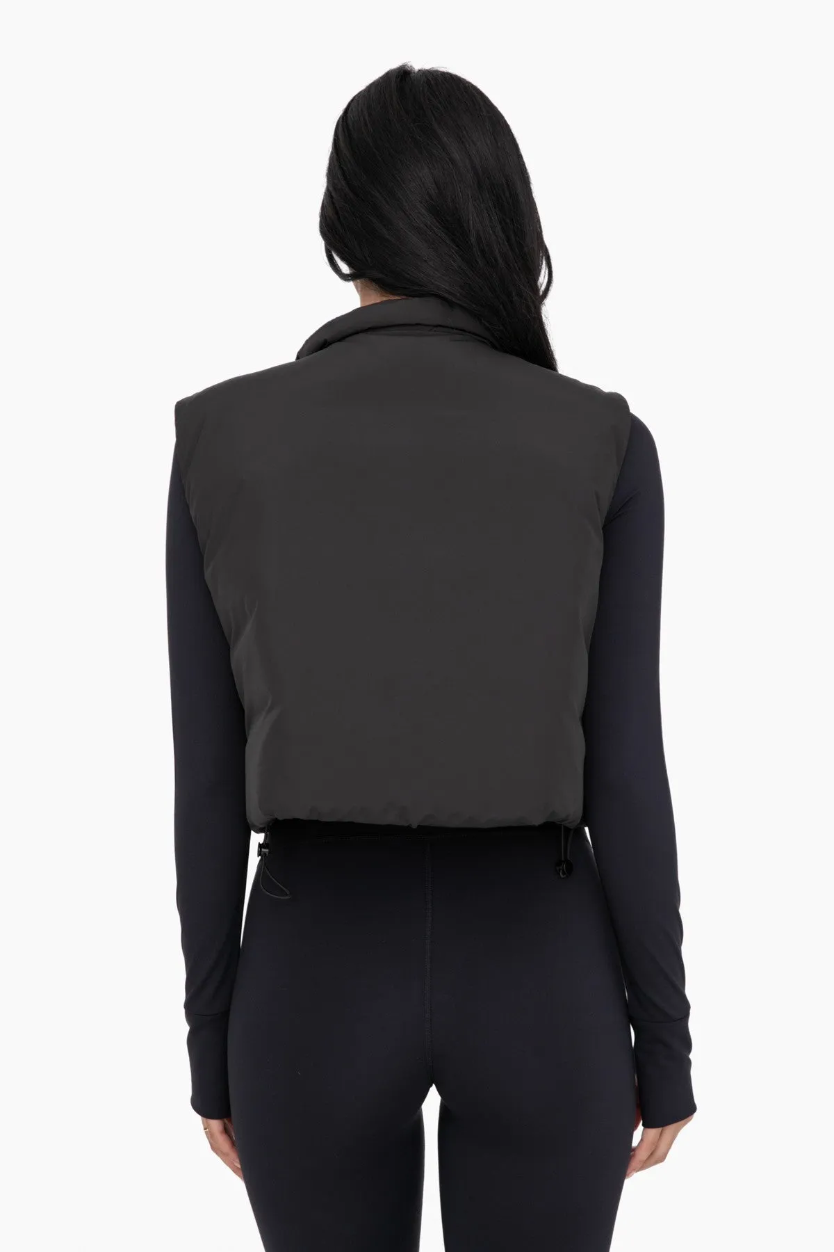 MONO B. Black Cropped High Neck Puffer Vest - Final Sale