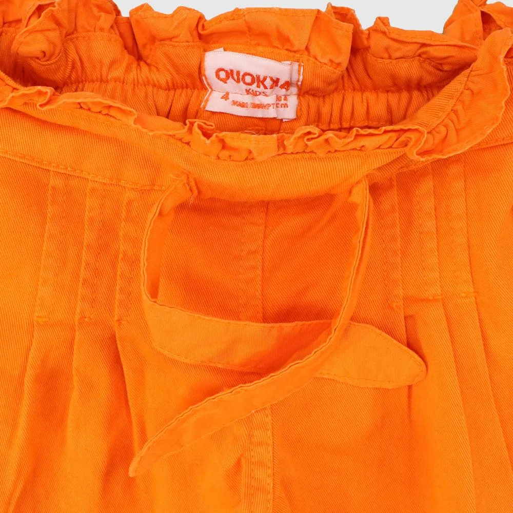Ruffled Waist Gabardine Shorts
