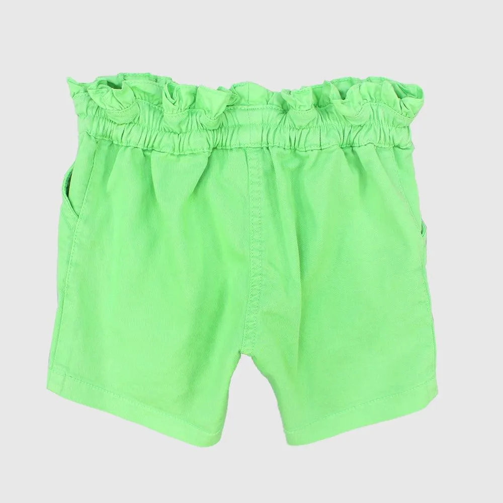 Ruffled Waist Gabardine Shorts