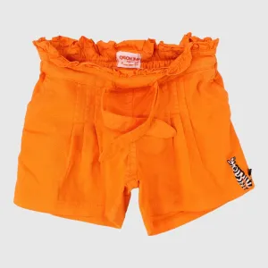 Ruffled Waist Gabardine Shorts