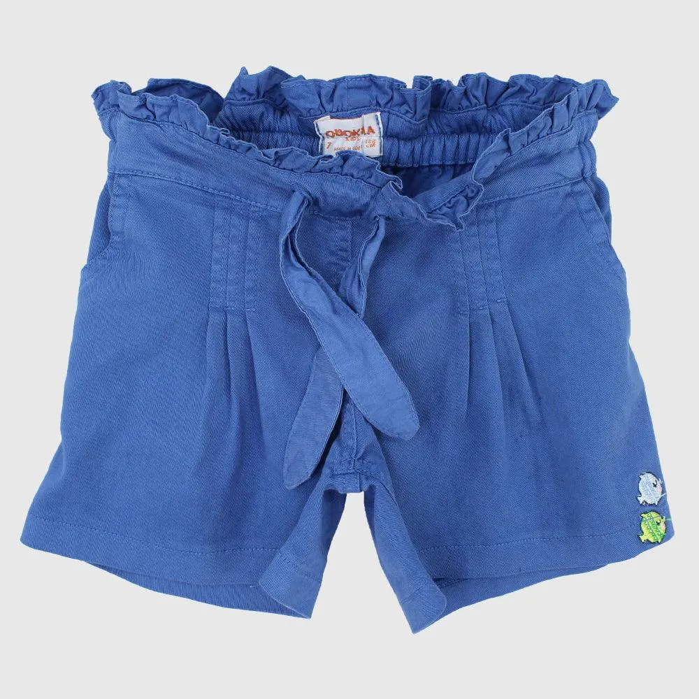 Ruffled Waist Gabardine Shorts