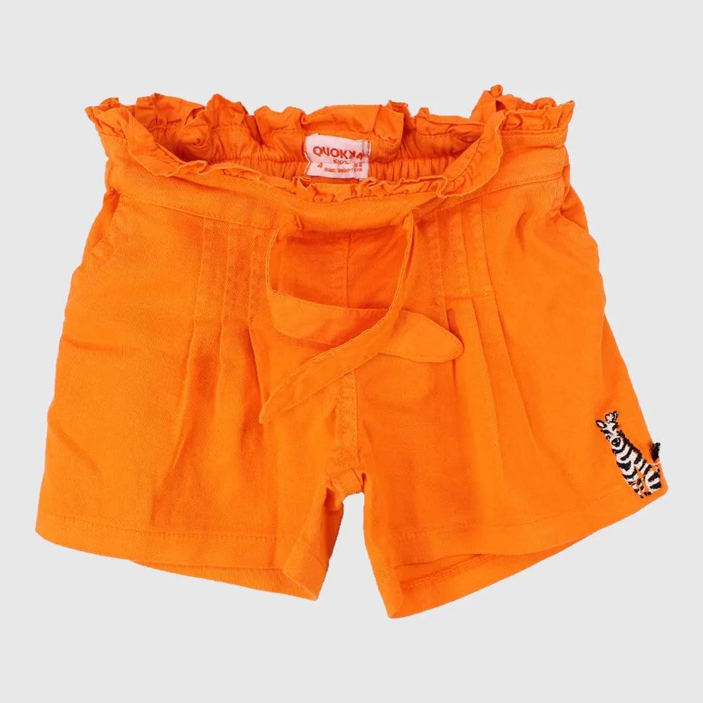 Ruffled Waist Gabardine Shorts