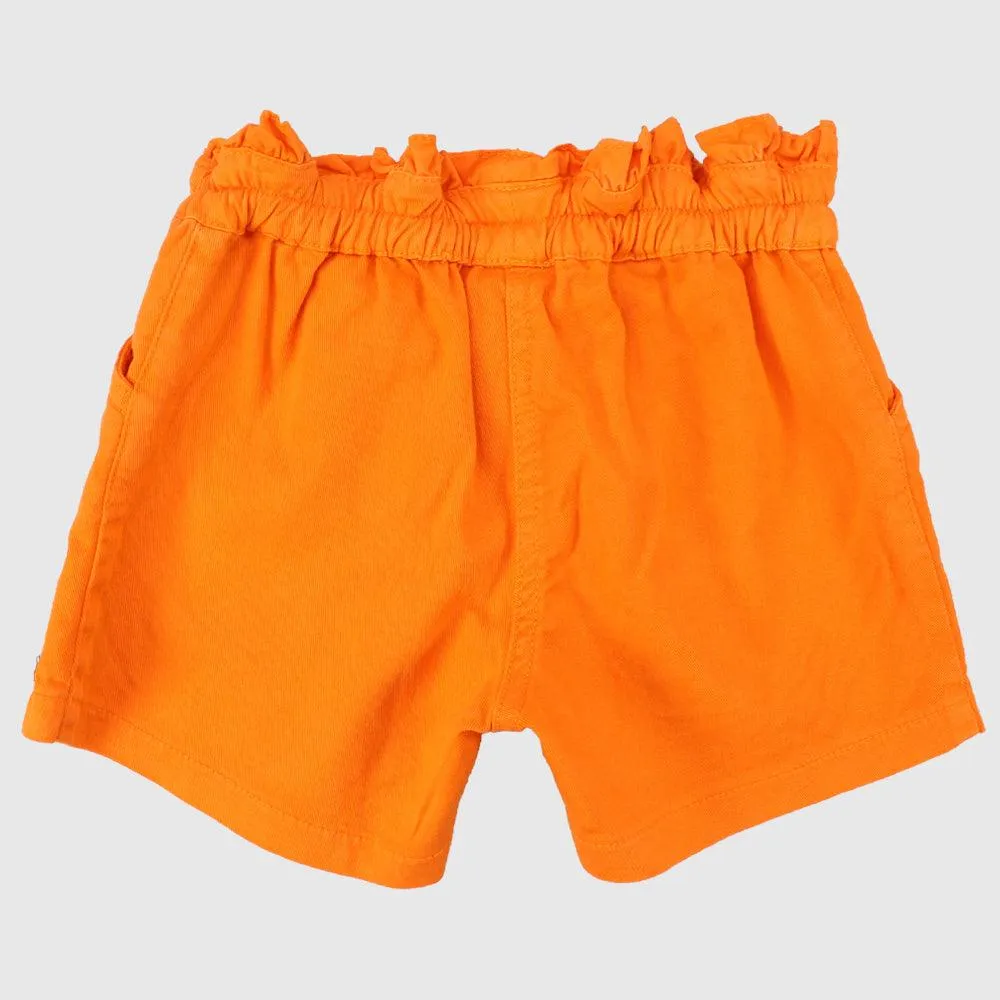 Ruffled Waist Gabardine Shorts