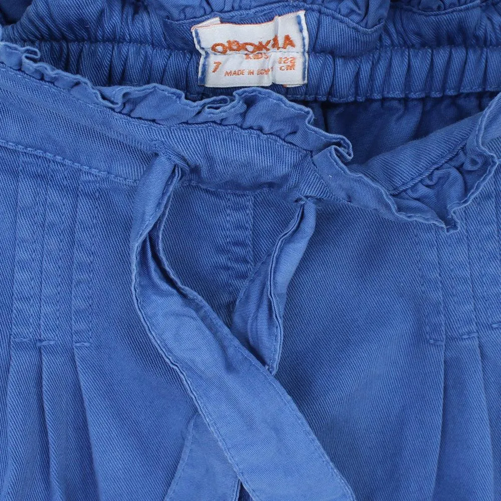 Ruffled Waist Gabardine Shorts