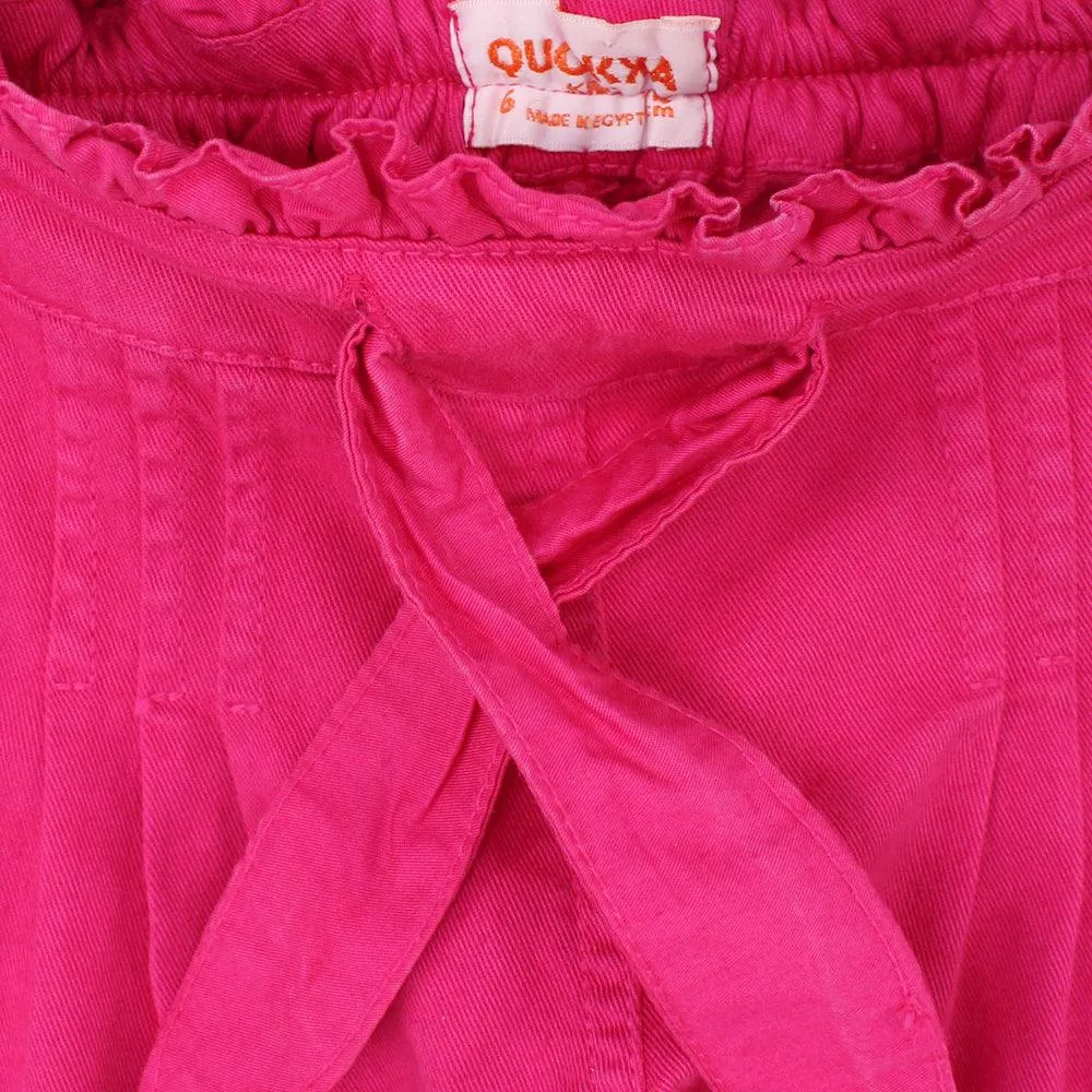 Ruffled Waist Gabardine Shorts