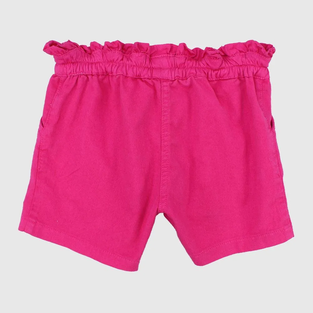 Ruffled Waist Gabardine Shorts