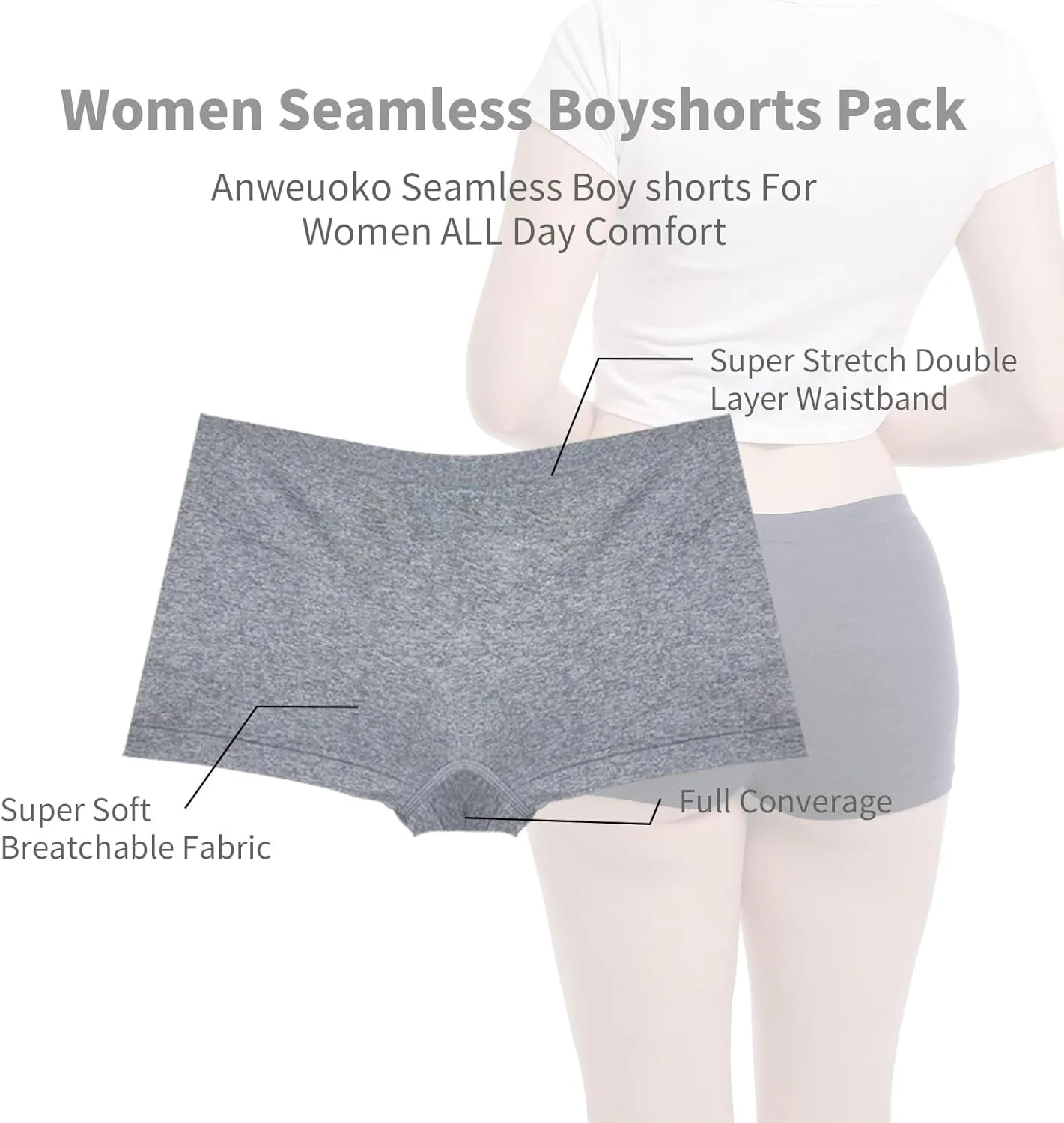 Seamless Boyshort Underwear For Women Nylon Spandex Boyshorts Panties Soft Stretch Boy Shorts Underwear MultiPack