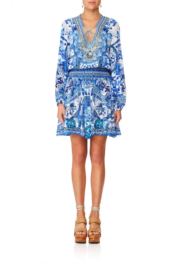 Shirred Relaxed Short Dress- Eternity's Empire