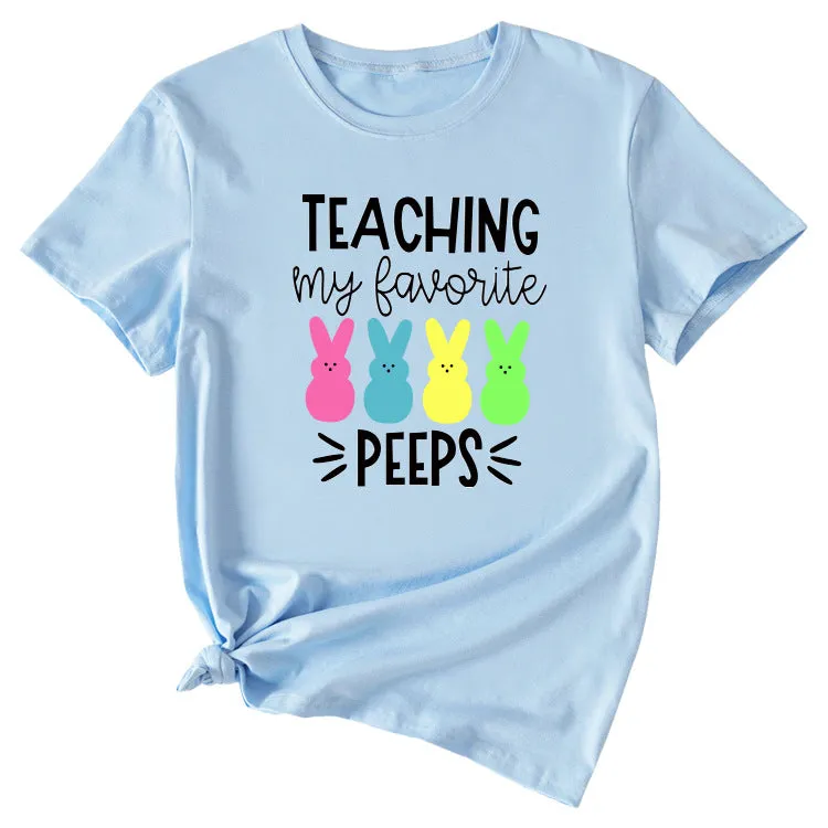 Teaching My Favorite Fun Pattern Casual Short-sleeved Women