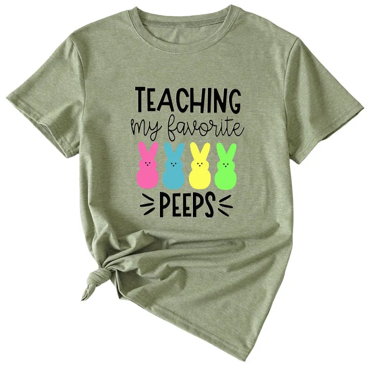 Teaching My Favorite Fun Pattern Casual Short-sleeved Women