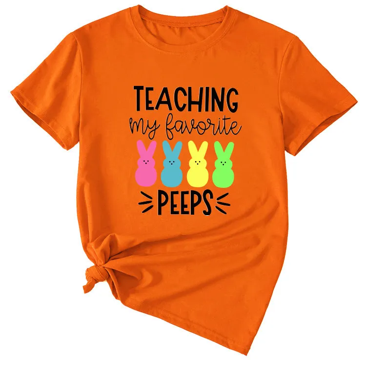 Teaching My Favorite Fun Pattern Casual Short-sleeved Women