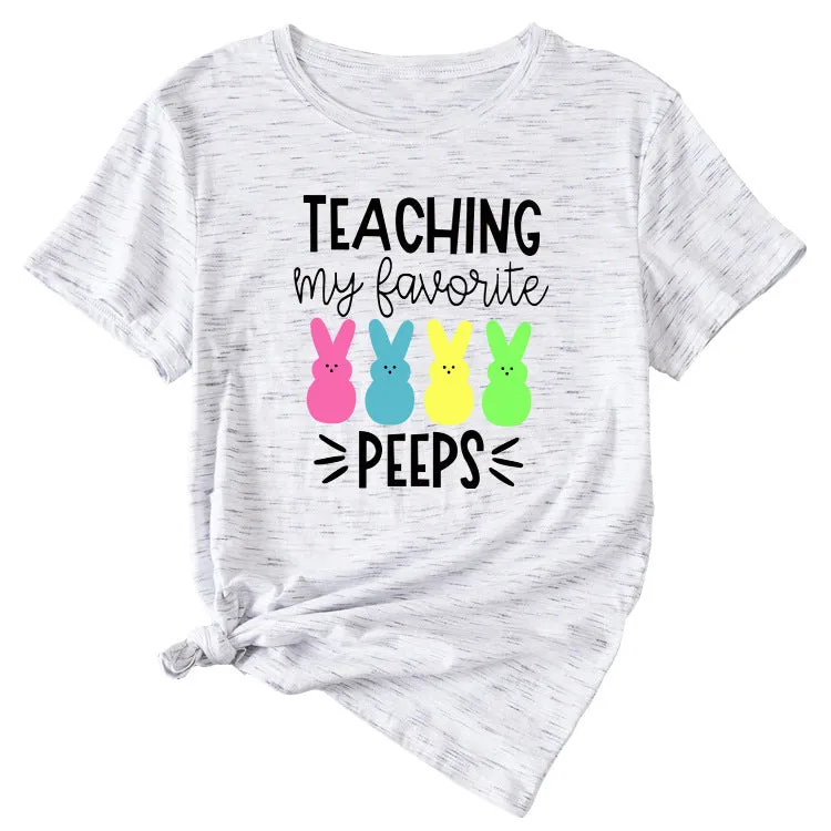 Teaching My Favorite Fun Pattern Casual Short-sleeved Women