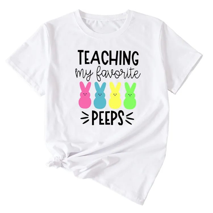 Teaching My Favorite Fun Pattern Casual Short-sleeved Women