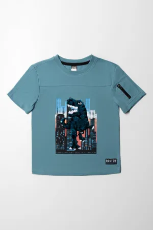 Two-Way Sequins T-Shirt Blue