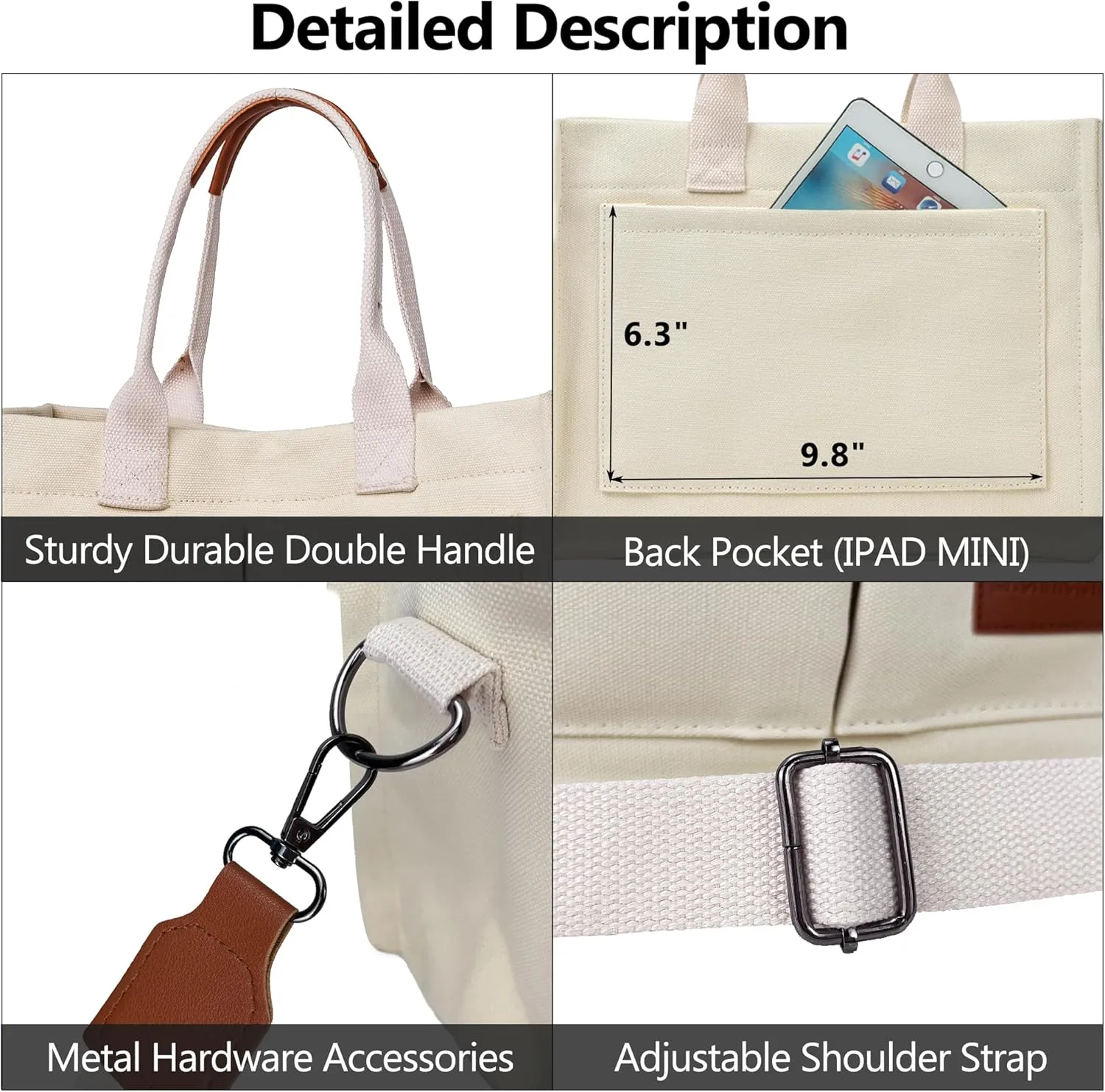 VODIU Canvas Tote Bag for Women,Laptop Bag Work Tote Bag Women Crossbody Purse Handbag Shoulder Travel Messenger Gym Tote