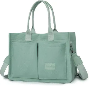 VODIU Canvas Tote Bag for Women,Laptop Bag Work Tote Bag Women Crossbody Purse Handbag Shoulder Travel Messenger Gym Tote