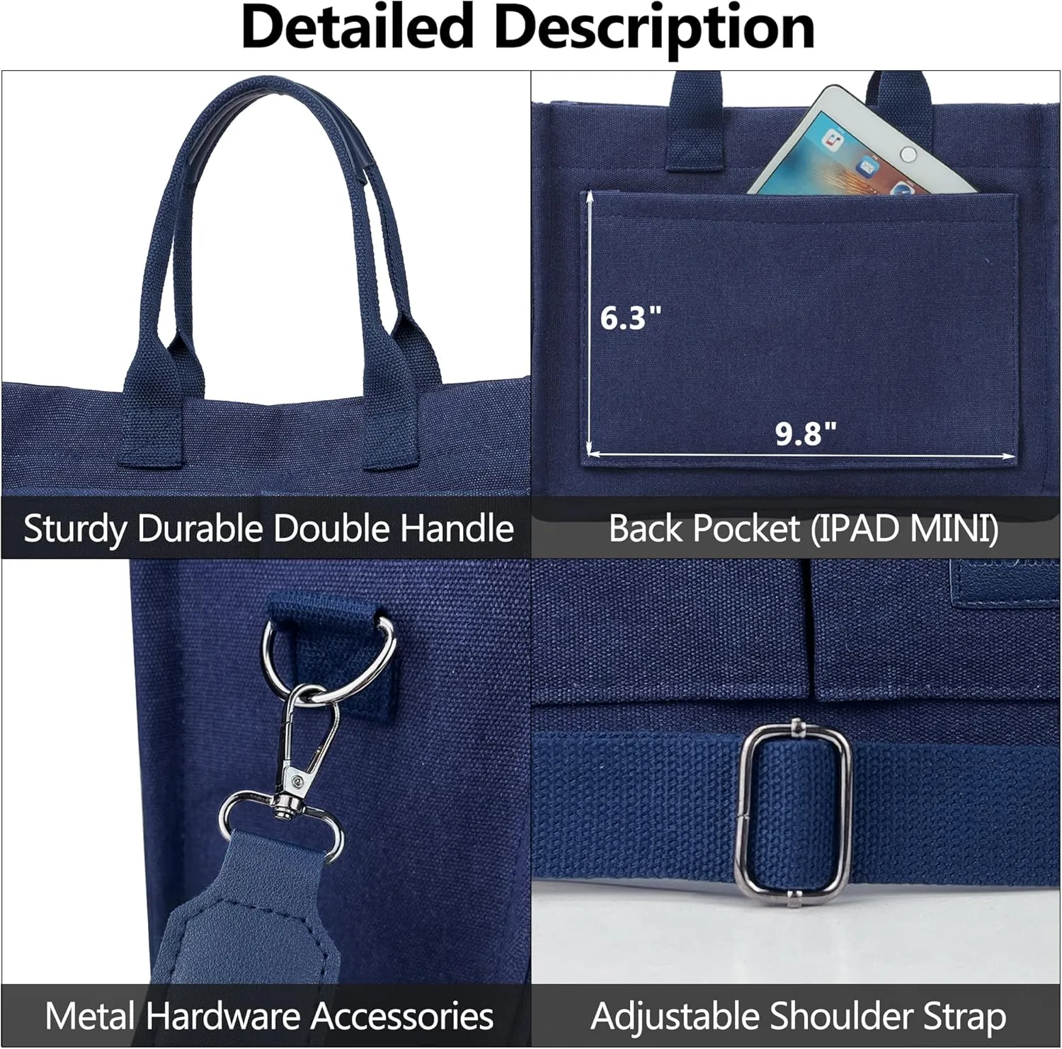 VODIU Canvas Tote Bag for Women,Laptop Bag Work Tote Bag Women Crossbody Purse Handbag Shoulder Travel Messenger Gym Tote