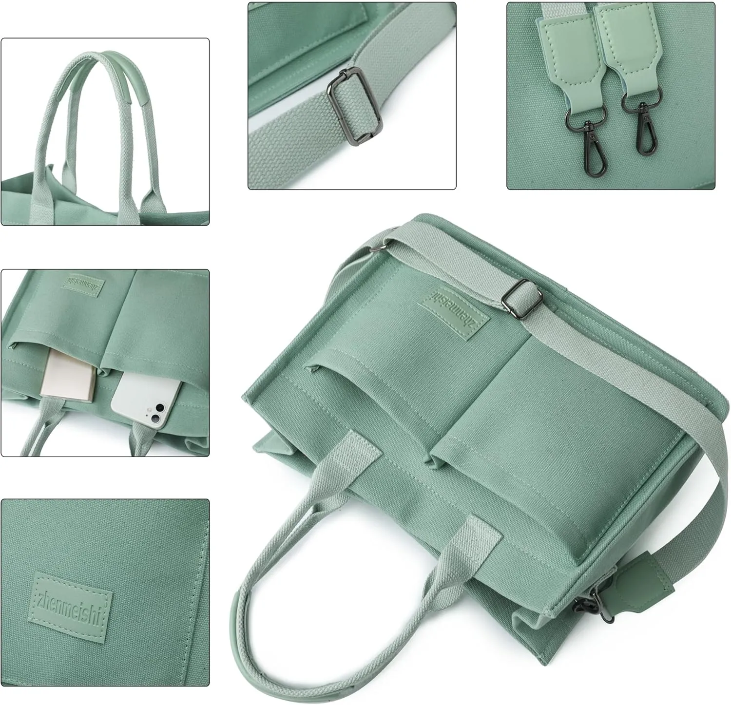 VODIU Canvas Tote Bag for Women,Laptop Bag Work Tote Bag Women Crossbody Purse Handbag Shoulder Travel Messenger Gym Tote