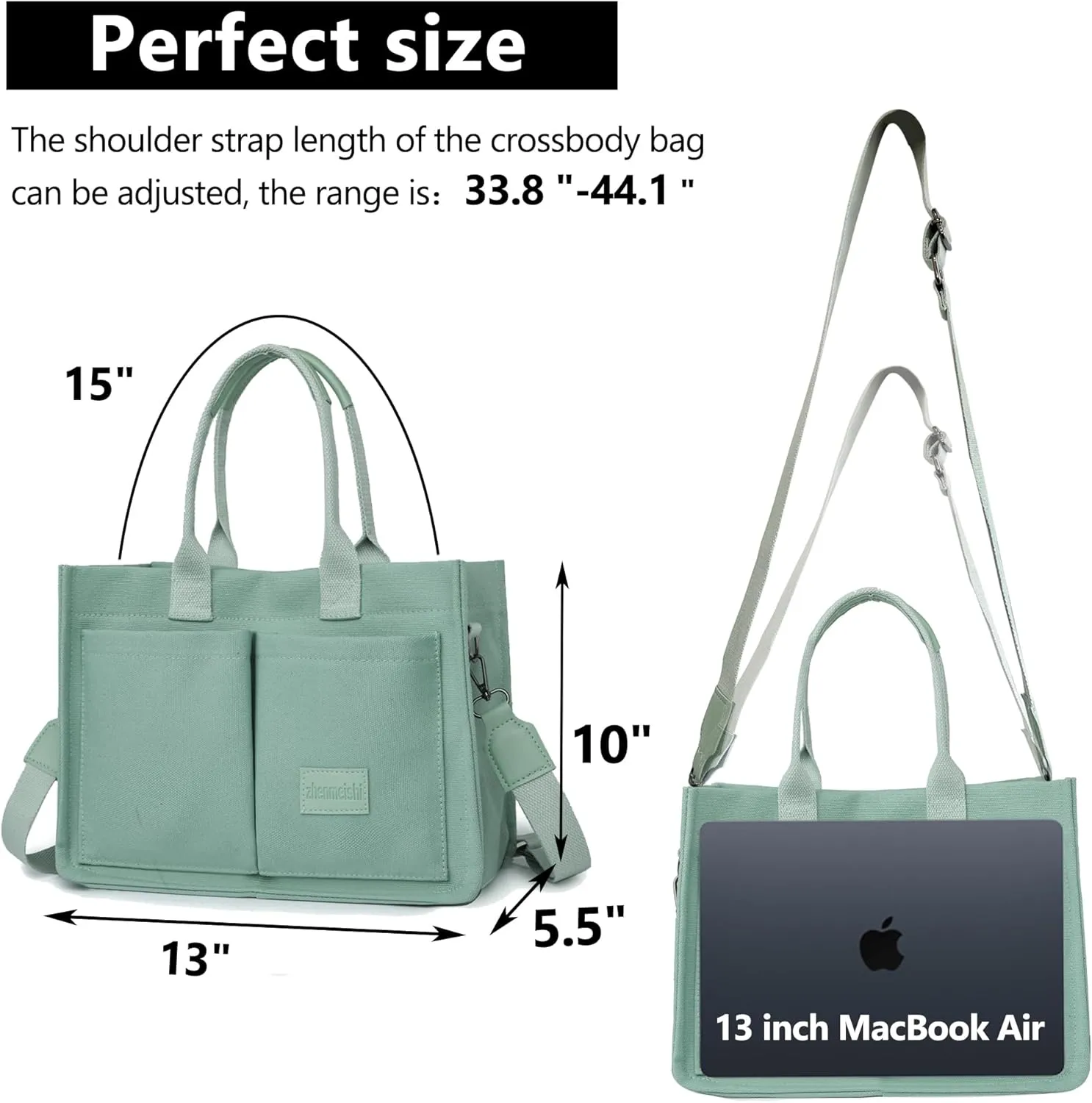 VODIU Canvas Tote Bag for Women,Laptop Bag Work Tote Bag Women Crossbody Purse Handbag Shoulder Travel Messenger Gym Tote