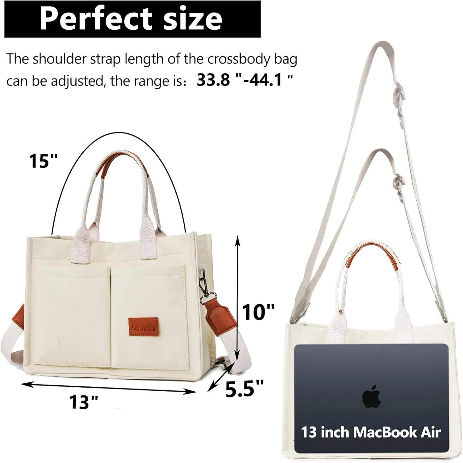 VODIU Canvas Tote Bag for Women,Laptop Bag Work Tote Bag Women Crossbody Purse Handbag Shoulder Travel Messenger Gym Tote