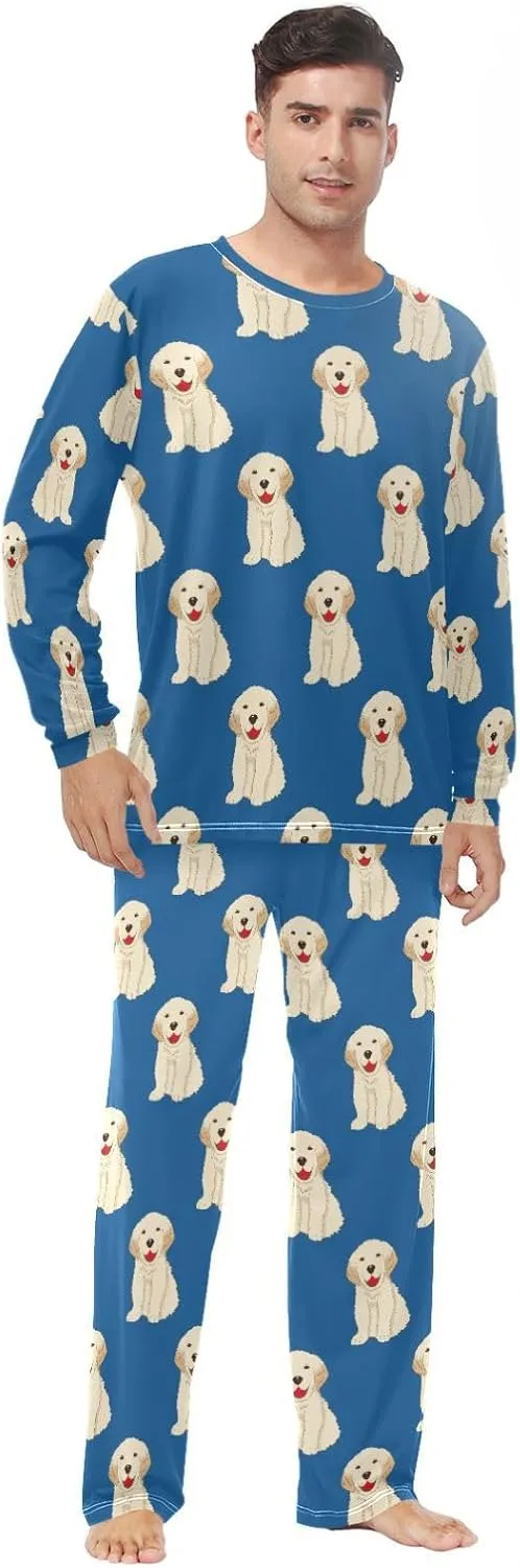 vvfelixl Men's Pajama Sets Labrador Golden Retriever Dog Pj Sets for Mens 2 Piece Loungewear Sets for Men XXS-XXL