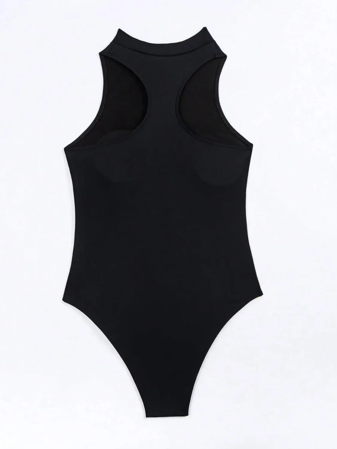 WDIRARA Women's Zip Front One Piece Swimsuit Letter Print Bathing Suits Sleeveless Racer Back Swimwear