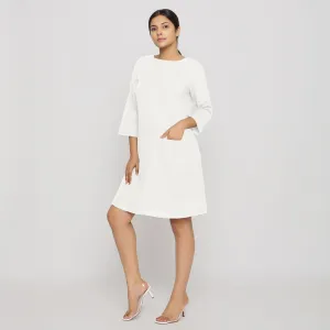 White 100% Cotton Round Neck Short Tunic Dress