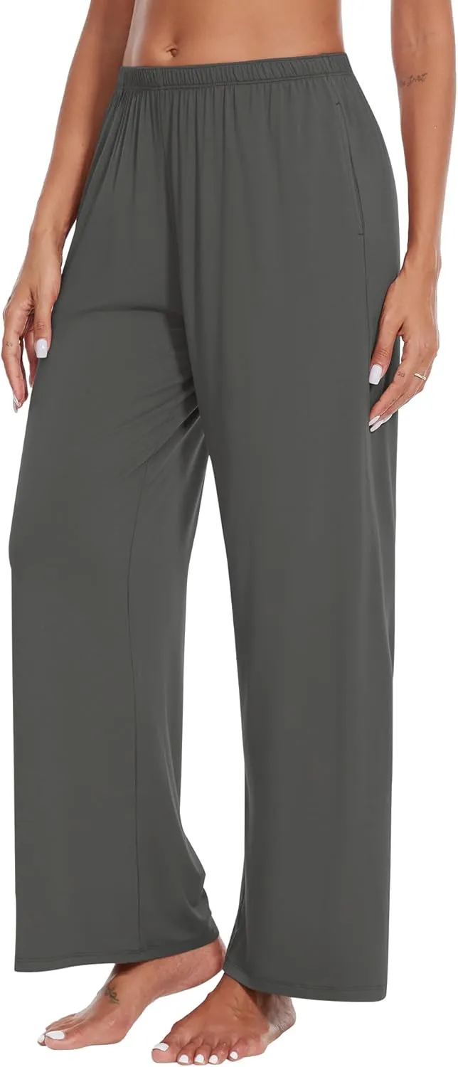 WiWi Women' s Pajamas Pants with Pocket Soft Viscose from Bamboo Yoga Loose Pant Comfy Pajama Bottoms S-XXL